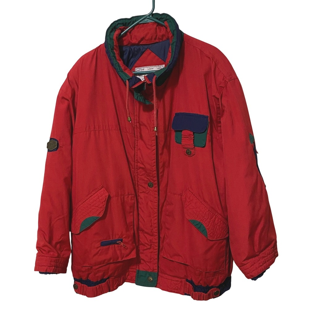 Vtg 80s Mulberry Street Colorblock Quilted Lined Jacket Mens 2X Red Gorpcore